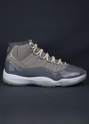 Кросівки чоловічі jordan 11 retro cool grey кеди високі сірі шкіряні лакові взуття оригінал 44 р/28 см     nike air adidas puma reebok new balance