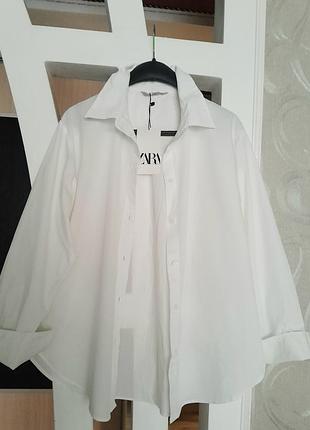 Рубашка белая оверсайз zara,m
