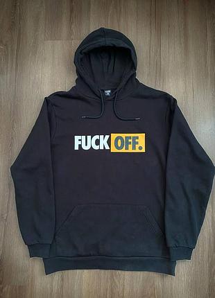 Мужское черное худи с принтом "f*ck you" | размер m