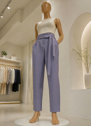 Классические лавандовые брюки river island с высокой талией и поясом