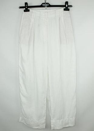 Широкі лляні штани брюки massimo dutti white linen wide leg trousers women's