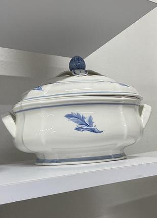 Вінтажна колекційна супниця з кришкою villeroy&boch casa azul