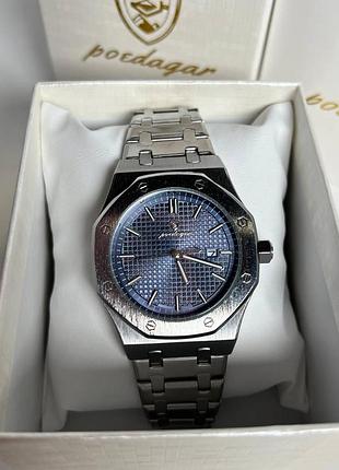 Мужские часы poedagar piguet серебряные, синий циферблат