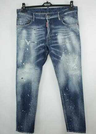Стильные премиальные джинсы dsquared2 skater jeans slim fit distressed blue denim men's