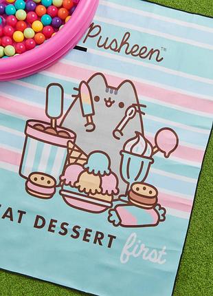 Дитячий плед килимок для пікніка pusheen пушин 140х200 складаний водовідштовхувальний