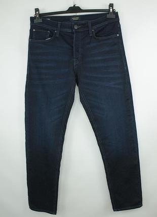 Качественные классические джинсы jack &amp; jones mike tapered indigo knit blue denim jeans