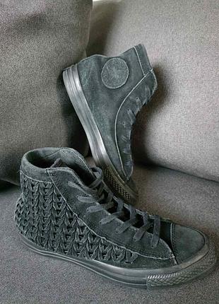 Чорні плетені високі замшеві кеди конверс converse розмір 39