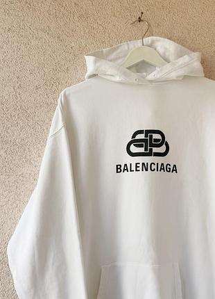 Біле oversized худі balenciaga bb interlocking logo 2