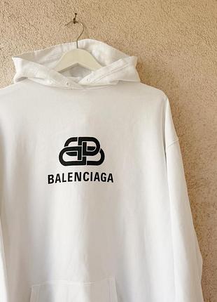 Біле oversized худі balenciaga bb interlocking logo 3
