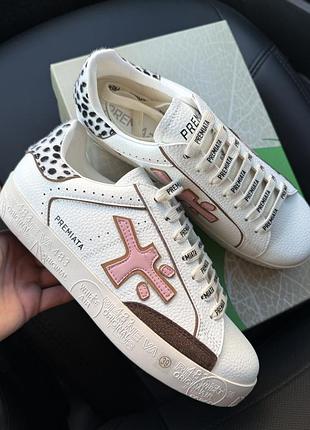 Кросівки жіночі premiata beth / steven pink leopard нові білі