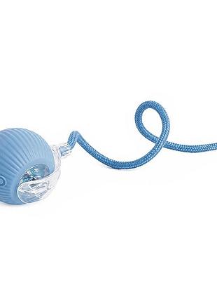 Розумний м'яч із хвостом мотузкою taotaopets 025527 blue іграшка для котів і собак інтерактивна уникаюча