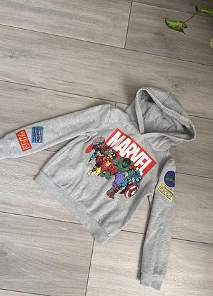 Сіра спортивна кофта худі на хлопчика 7-8 років marvel
