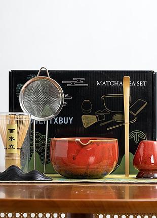 Набір посуду для матча mavanto 7458 red для приготування чаю 7 предметів 10 шт.