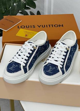 Кеди з монограмою lv louis vuitton сині під джинс біла підошва