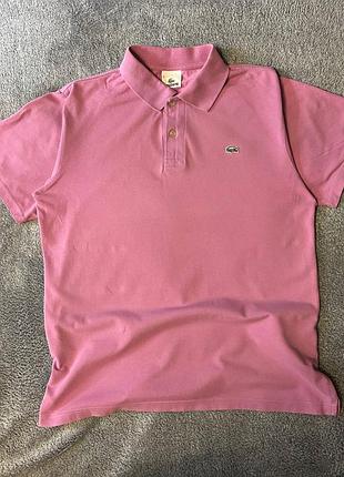 Поло lacoste вінтаж рожеве made in france, розмір 7 (xxl)