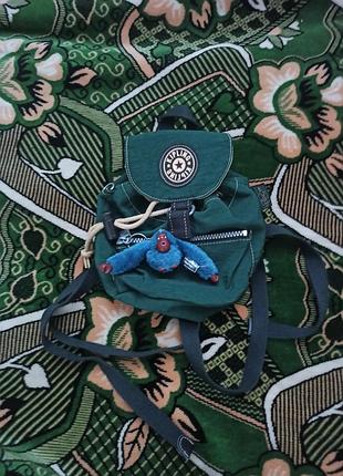Винтажный мини-рюкзак kipling (оригинал) с пушистой мавпочкой y2k