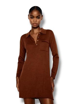 Платье из трикотажа zara коричневого цвета