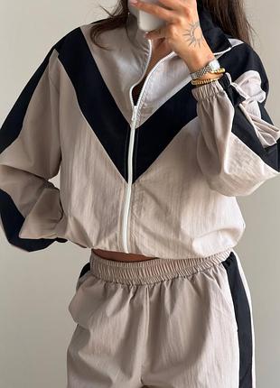 Жіночий костюм з плащівки бомбер + штани