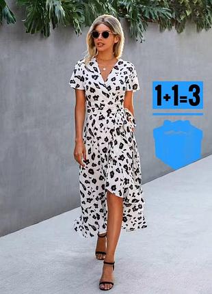 Міді сукня на запах  леопардовий принт shein l