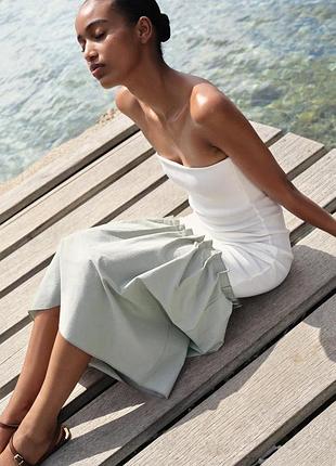 Бавовняна сукня в рубчик zara нюанс