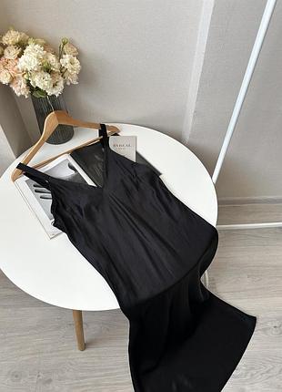 Чорна довга атласна сукня максі сарафан плаття zara