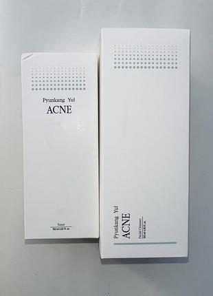 Набір для проблемної шкіри pyunkang yul acne – комплексний догляд для проблемної шкіри - тонер + засіб для вмивання