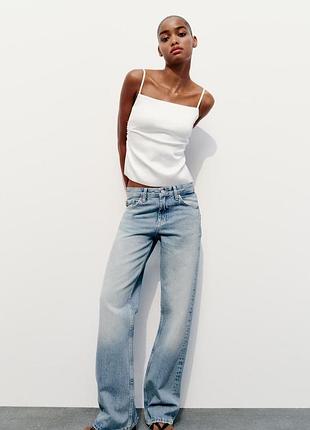 Топ zara білого кольору на тонких бретелях 🤍