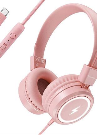 Amazon! навушники накладні konnao wired headphones bh016a type-c led (наушники)
