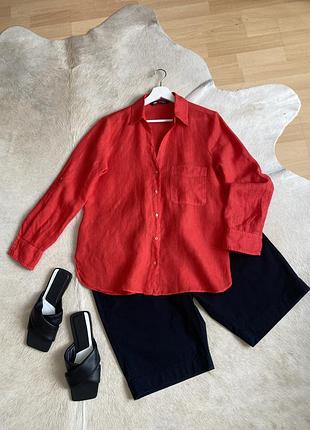 Червона лляна сорочка  zara