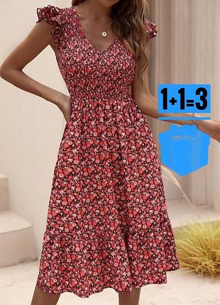 🥰 міді сукня в квітковий принт shein l