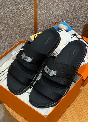 Чоловічі шльопанці з натуральної шкіри hermes