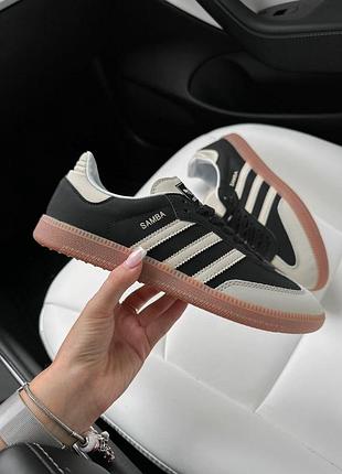 Чорні кросівки adidas samba og black beige gum x адідас самба 41
