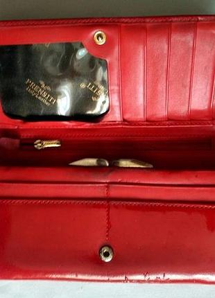 Гаманець кошелек prensiti italy leather красный цвет, многофункциональный