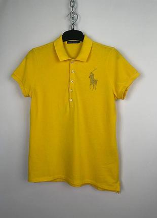 Polo ralph lauren жіноче жовте поло , футболка зі стразами