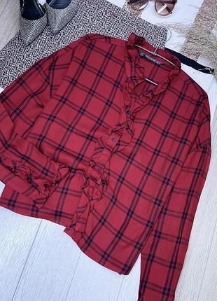 Літня сорочка zara m фланелева сорочка з рюшами жіноча сорочка в клітинку сорочка зара