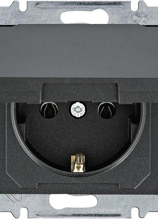 Розетка з з/к з кришкою lumina, чорна, 16а/230в