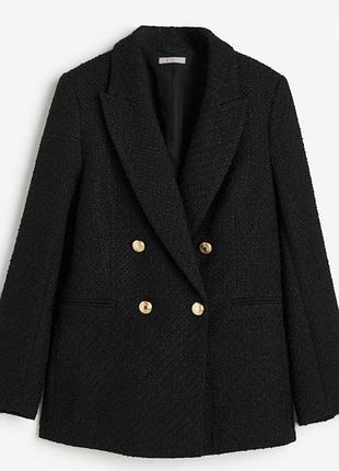 Пиджак женский твид h&amp;m,жакет черный фирменный h&amp;m