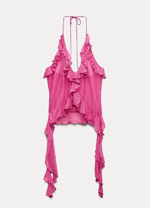Топ, блуза з воланами по боках zara розмір л