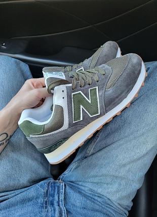 Женские кроссовки new balance 574 grey green