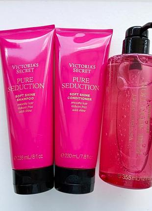 Victoria ́s secret набір pure seduction shower gift set ft. shampoo, conditioner, cleanser віктория сикрет