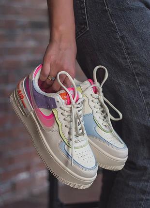 Кросівки nike air force shadow з натуральної шкіри на високій підошві топ якість 36-39 розміри