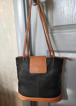 Кожаная сумка-рюкзак 2в1 genuine leather (made in italy) - натуральная кожа