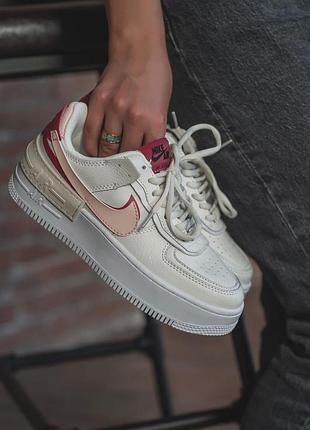 Кросівки nike air force shadow з натуральної шкіри на високій підошві топ якість 36-39 розміри