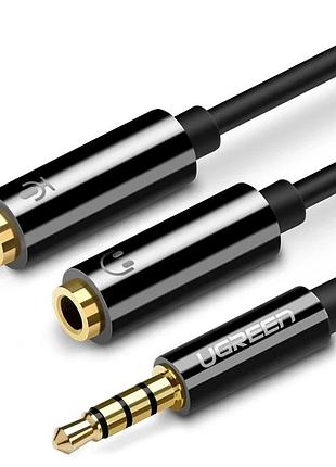 Аудіокабель ugreen av141 3.5mm male to 2 3.5mm female, 0,2m black