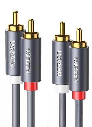 Аудіокабель ugreen av104, 2rca male to 2rca male, abs, 5m black