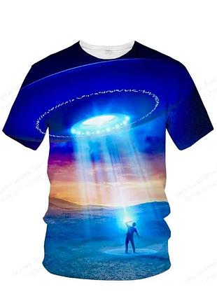 Футболка чоловіча з яскравим принтом нло ufo іншопланетяни літаюча тарілка