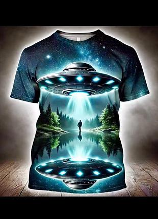 Футболка спортивна з яскравим принтом инопланетяне нло ufo летающая тарелка