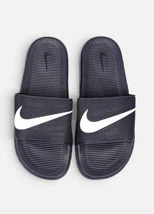 Чоловічі шкіряні шльопанці  nike kawa slide • blue / white