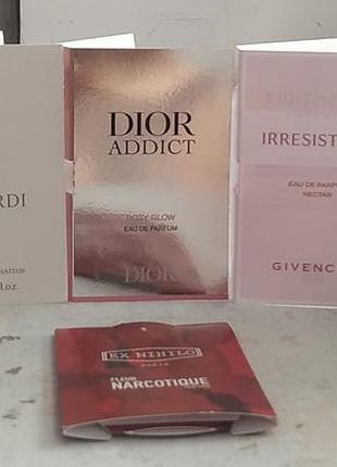 Floraïku, trussardi, dior addict, givenchy, lacoste, ex nihilo, пробники