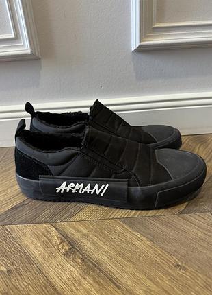 Чоловічі зимові кеди з хутром armani excheinge